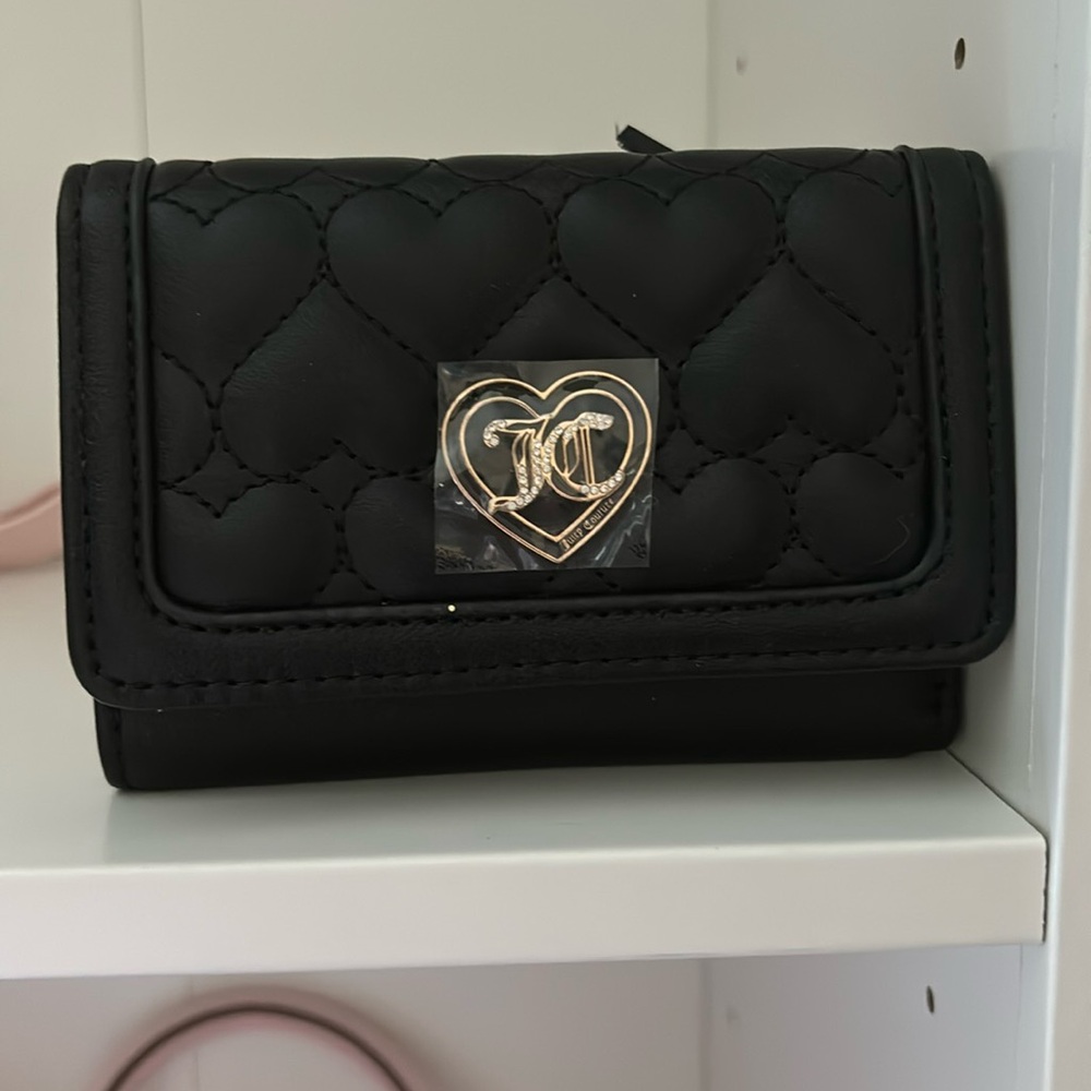 JUICY COUTURE BLACK WALLET LIQUORICE FLAWLESS DOUBLE SIDED TRIFOLD